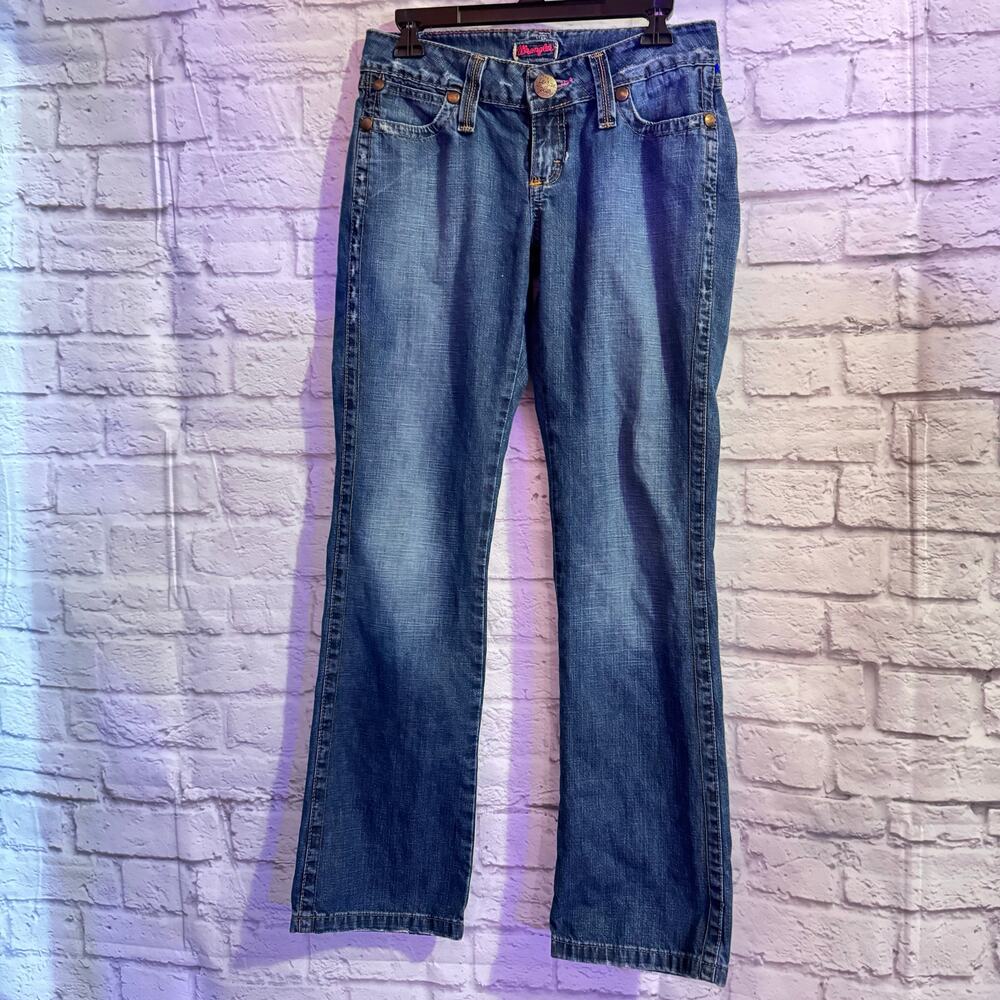 WRANGLER PREMIUM PATCH BOOTCUT JEANS SIZE 5/6 x 34